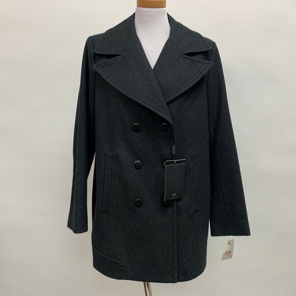 Andrew Marc New York Women's Pea Coat 10 Charcoal Gray Wool Blend NWT - Picture 1 of 10